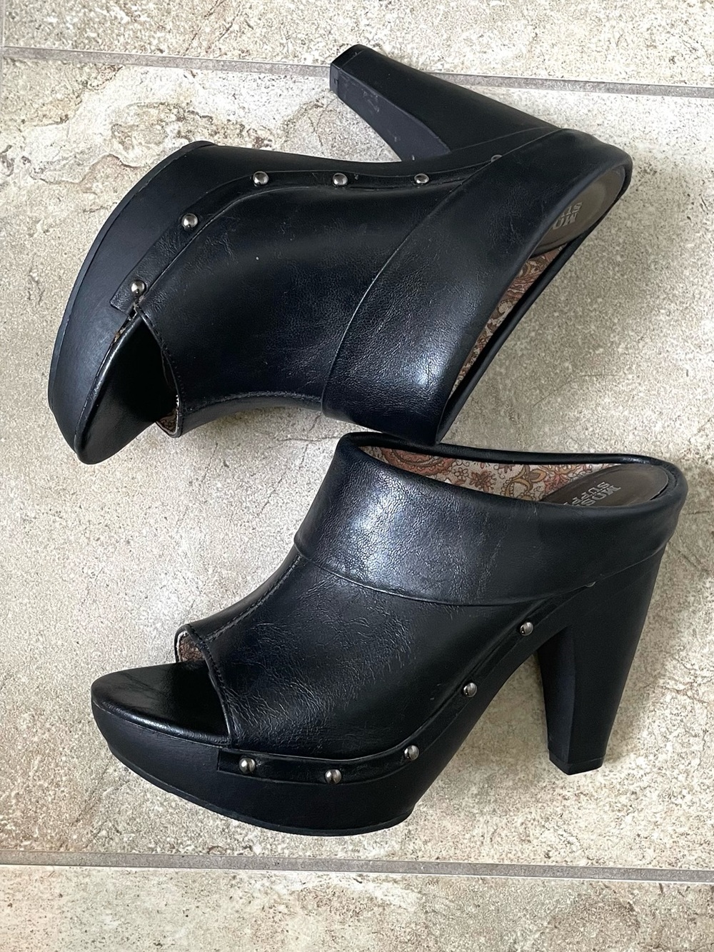 Mossimo Supply Co. Black Studded Platform Mules